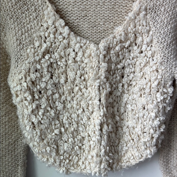 Sleeping on Snow Anthropologie Wool Blend Boucle Popcorn Cropped Cardigan Size S - Picture 4 of 11